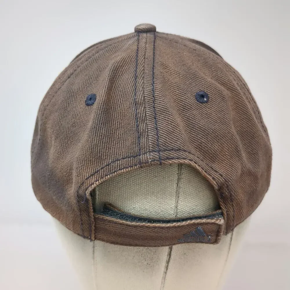 adidas Baseball Cap Gray One Size Strapback Embroidered Logo Piping Brim Hat